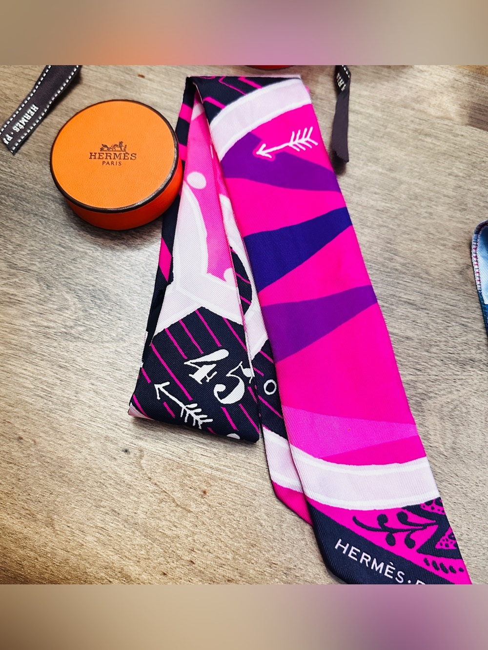 Hermès Pink & Purple Silk Twilly Scarf